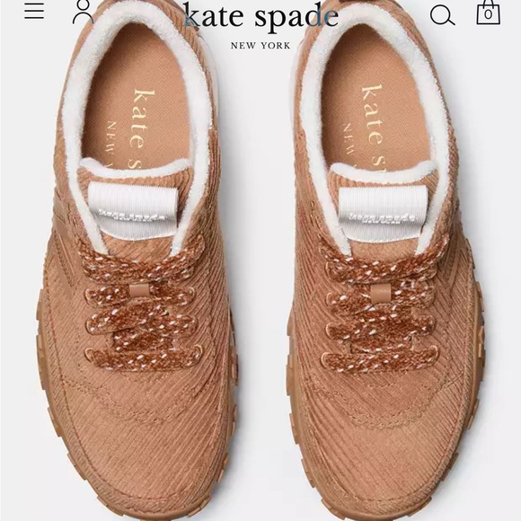 Kate Spade Tan Corduroy Women's Sneakers 9 - Picture 3 of 4